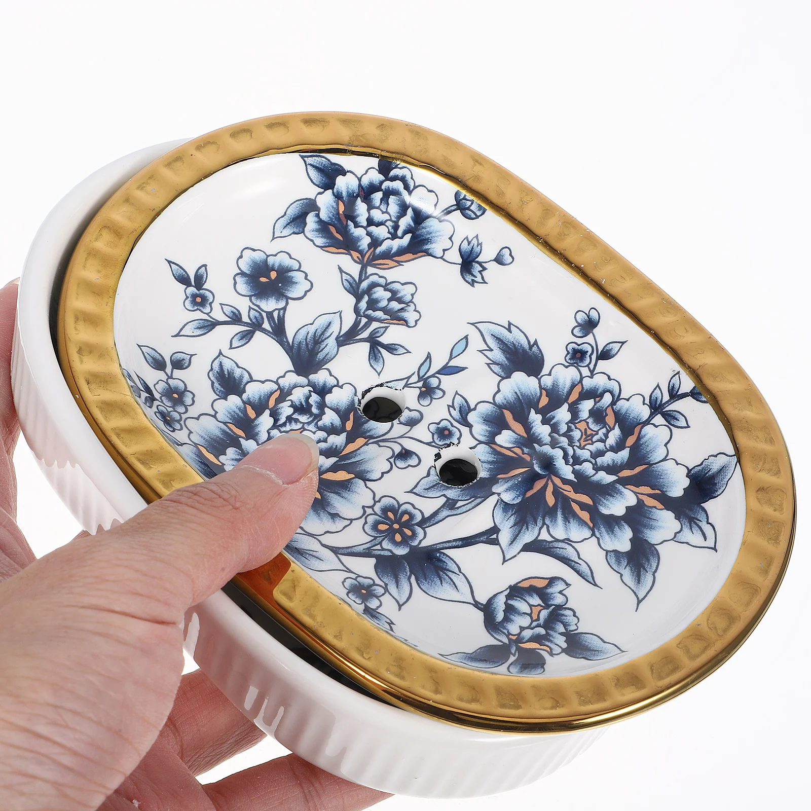 

Stylish Gold Rimmed Ceramic Soap Dish Non Scratch Soap Tray for Bathroom Sink Easy Dry Design Home Supplies Ceramic Storage Box