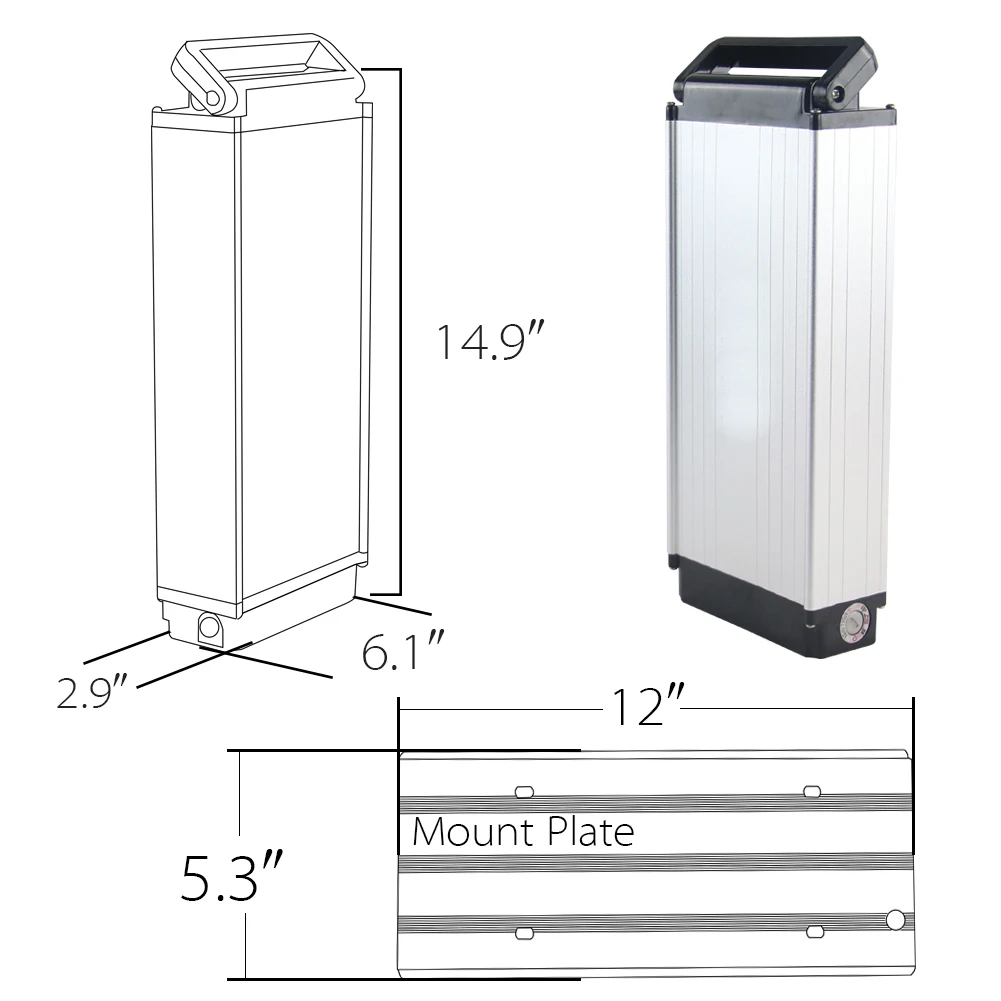 12V/24V/36V/48V/52V Ebike Battery Case  Box  Electric Bike Battery Box Max Load 91pcs 18650 Cells Battery Case Empty Boxes