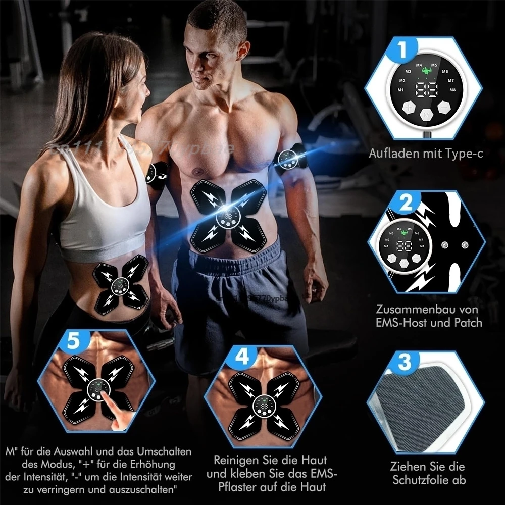 EMS Muscle Stimulator Abs Trainer Body Shaping Belt - Fat Burning & Muscle Building Fitness Gear for Men Women