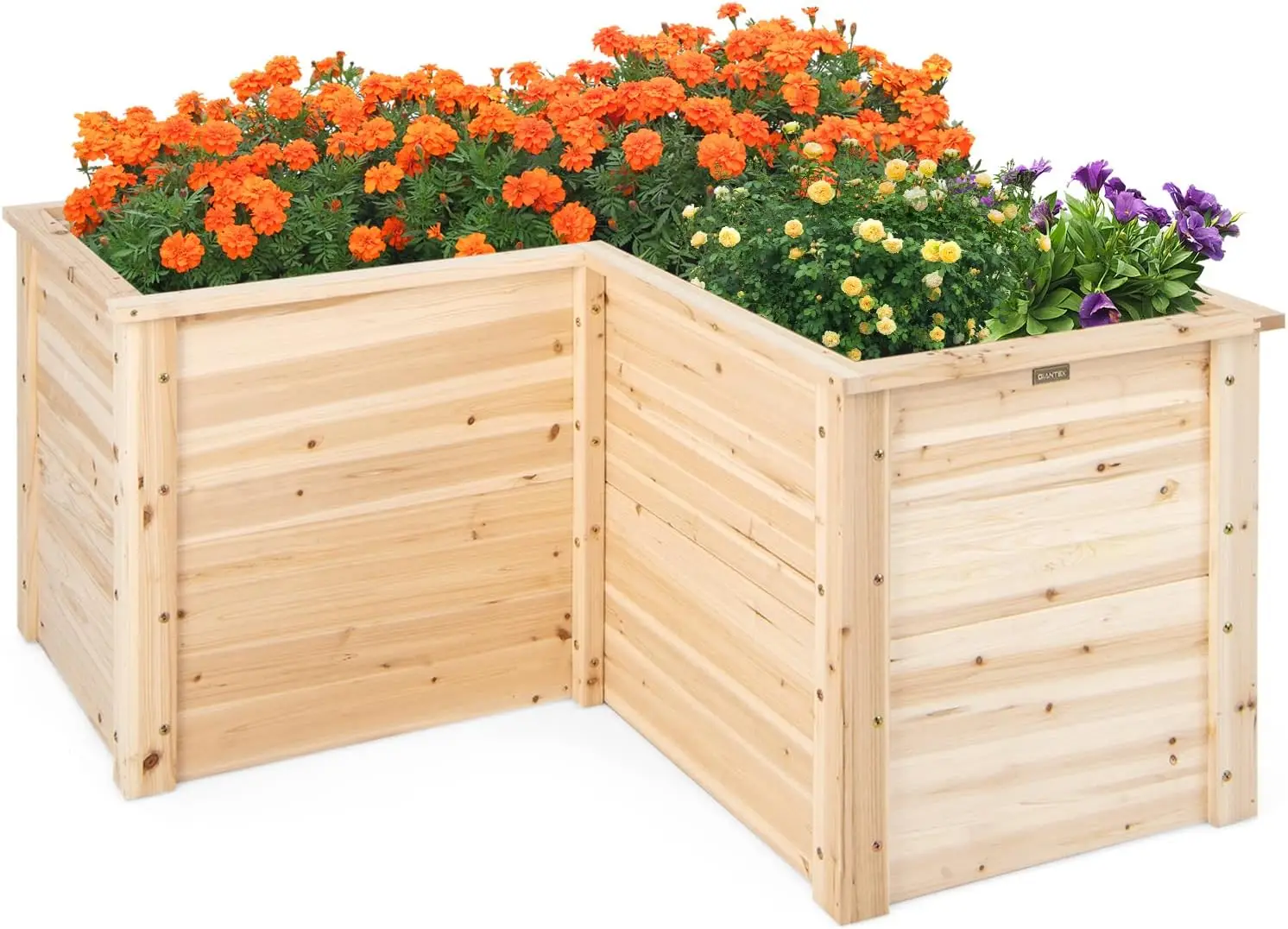 Wood Raised Garden Bed, 47.5"x47.5"x24.5" Elevated Planter Box w/Open-Ended Base for Deep-Rooted Plant Vegetable Fruit Flower, Outdoor Solid Wood Planter for Patio Backyard