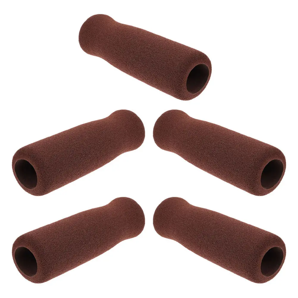 5Pcs Walking Stick Cane Foam Handle Grips Anti-Skid Sponge Replacement Elderly Disabled Seniors Crutches Brown