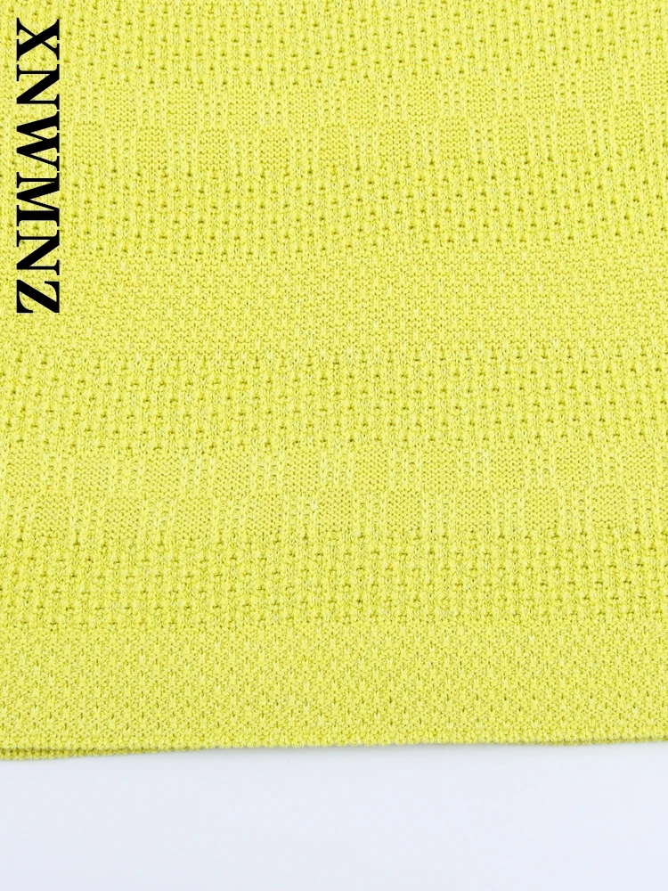 XNWMNZ 2025 verano señora Simple delgada correa de hombro sin espalda de punto vestidos midi club Chic mujer verde hombro vestido de moda