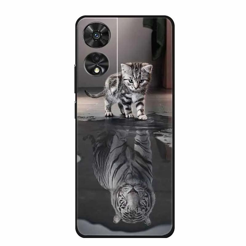 Para TCL 505 Funda de teléfono León Lobo Tigre negro silicona suave Funda trasera Para TCL 505 Funda Para TCL505 Shell