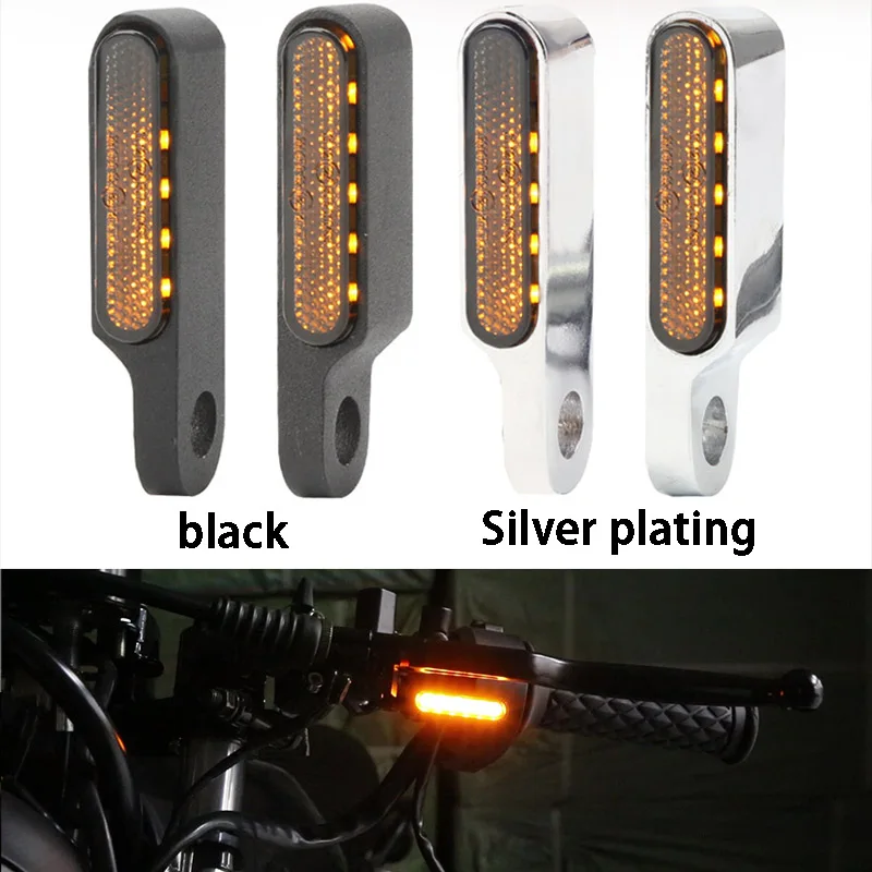 Motorcycle LED Mini Flow Turn Signals 12V Motorcycle Scooter Handlebar Indicators Lights Blinker Lamps Amber Flasher Taillight