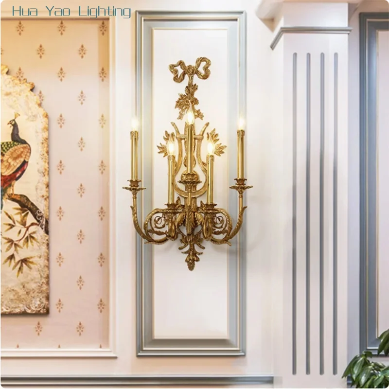 European Copper Wall Lamp Corridor American Retro Villa French Living Room Dining Room Bedroom Bedside Lamps