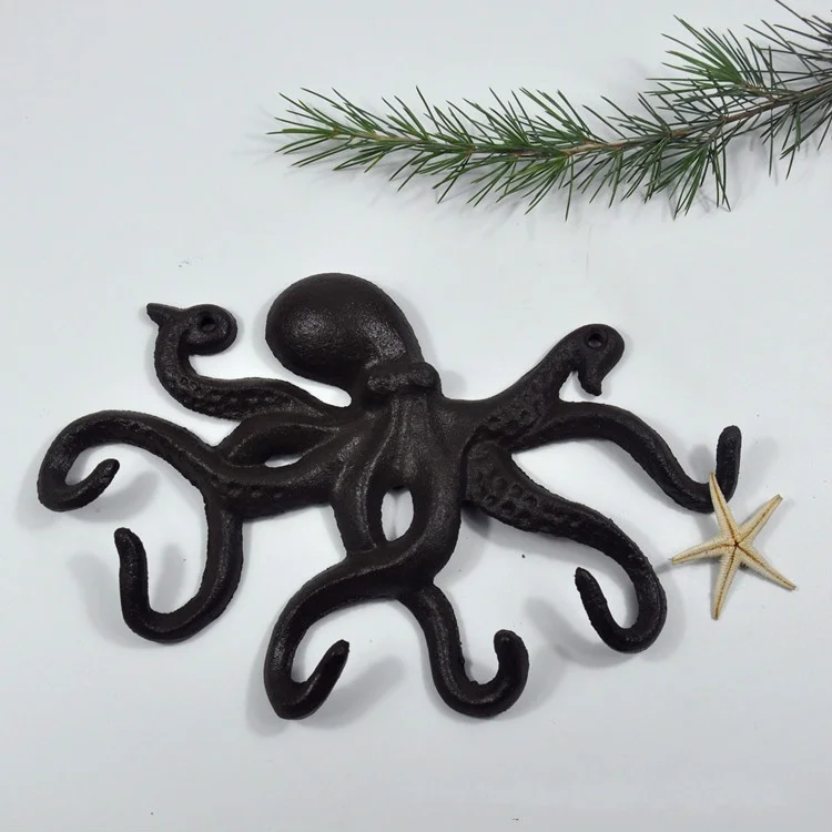 

Octopus Hook Octopus Key Crafts Iron Key Hook Octopus 6 Pegs Wall Hook Home Organization and Storage Halloween Decoration