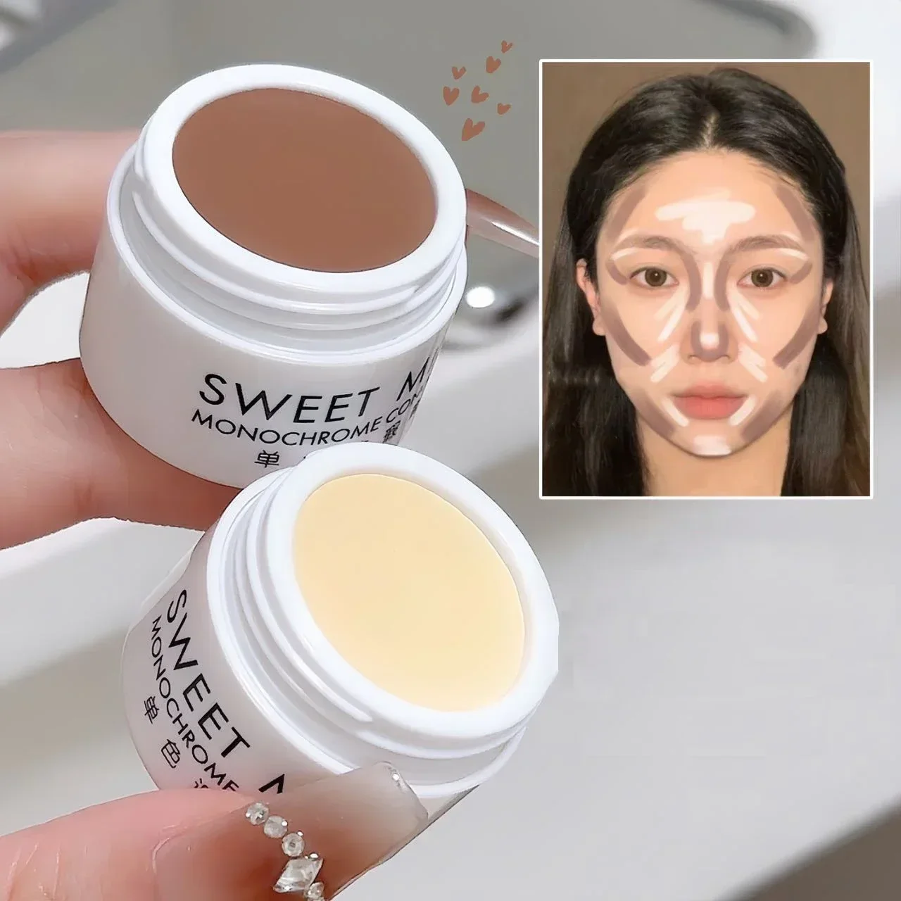 Correcteur monochrome multifonction pour le visage, palette de crème de Bergame, couvre les marques d'acné, les cernes, le maquillage durable, les cosmétiques éclaircissants