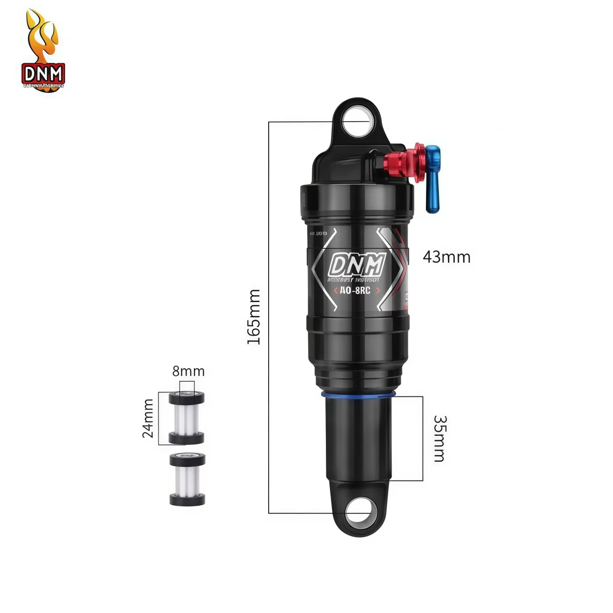 DNM AO-8RC MTB Rear Air Shock Absorber- 3-Stage Damping Adjustment- 6061 Aluminum (165-230 MM