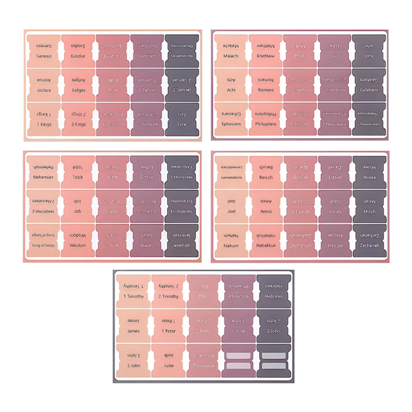 

5 Sheets Bible Index Tabs Stickers Paper Labels for Reading Decorative Bookmarks Study Supplies Notebook Notes