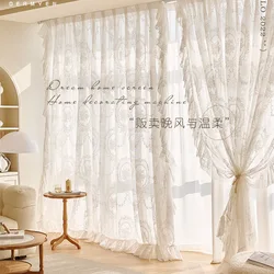 Living Room Curtain Retro Pastoral Luxury  Home Decoration Romantic IG Bedroom Corridor Translucent Window Screening Cortinas