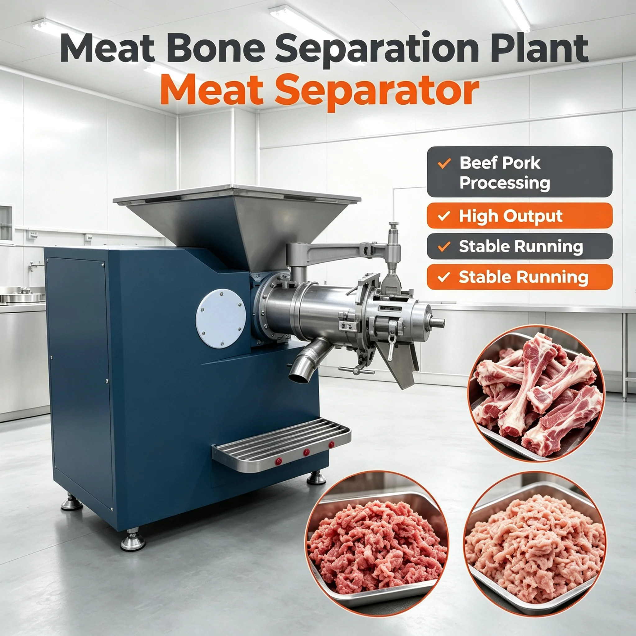Poultry Bone Separating Machine Industrial Continuous Deboner for Chicken Meat Processing Line Customized