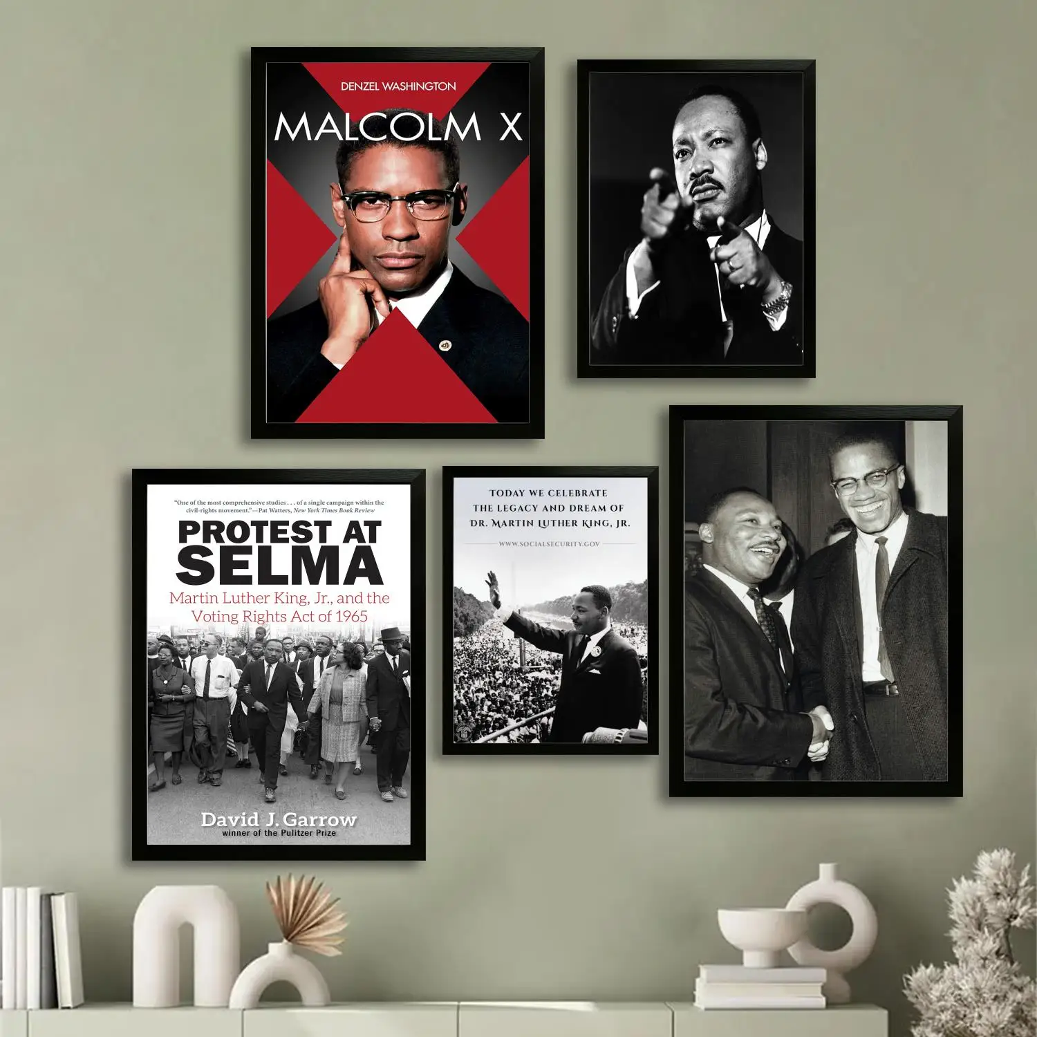 Malcom X And Martin Luther King Jr. MLK and Wall Art, Picture Print, Modern Family Bedroom Decor, Posters,Decorative painting