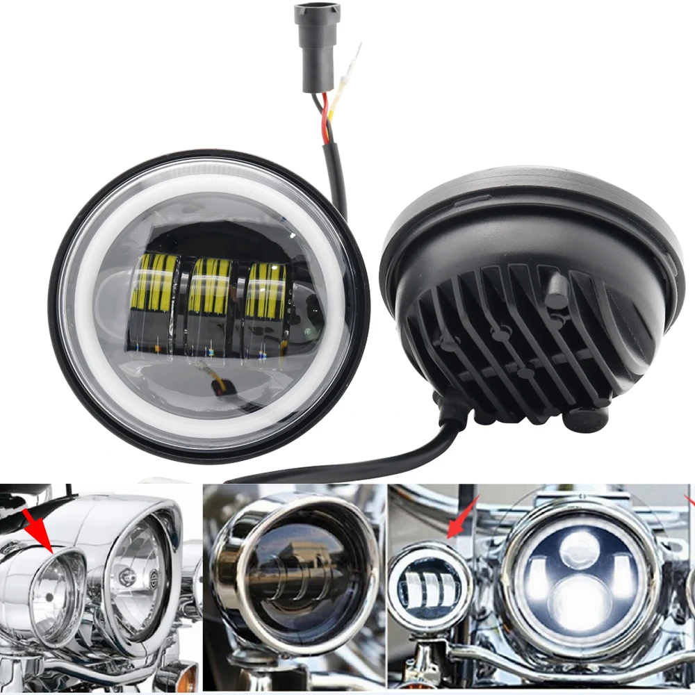 2pcs 4.5 inch Motorcycle Led Fog Light DRL Led Fog Angel Eyes 30W Round Waterproof 4 1/2 Auxiliary Passing Lamp for motorcycles