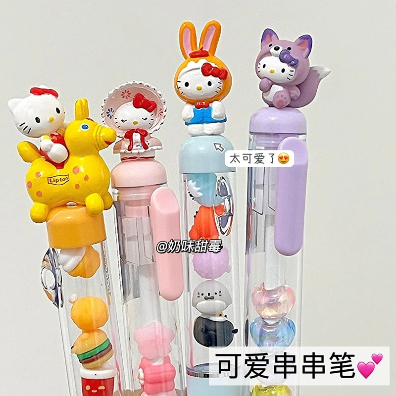 

New Kawaii Hello Kitty Y2K Sanrio Cute Neutral Pen Girl Heart Press High Beauty Fun Student Brushing Questions Pen Gift for Kids