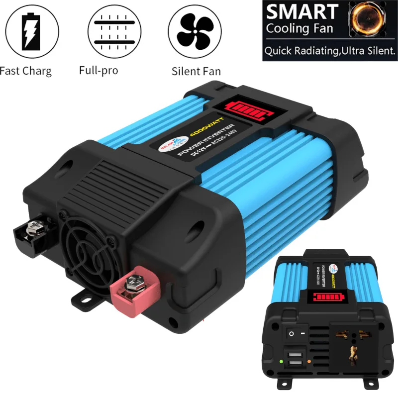 6000W  Power Inverter 4000W Car Inverter DC 12V To AC 220V Transformer with USB Universal Socket Charge with LED Display for RV