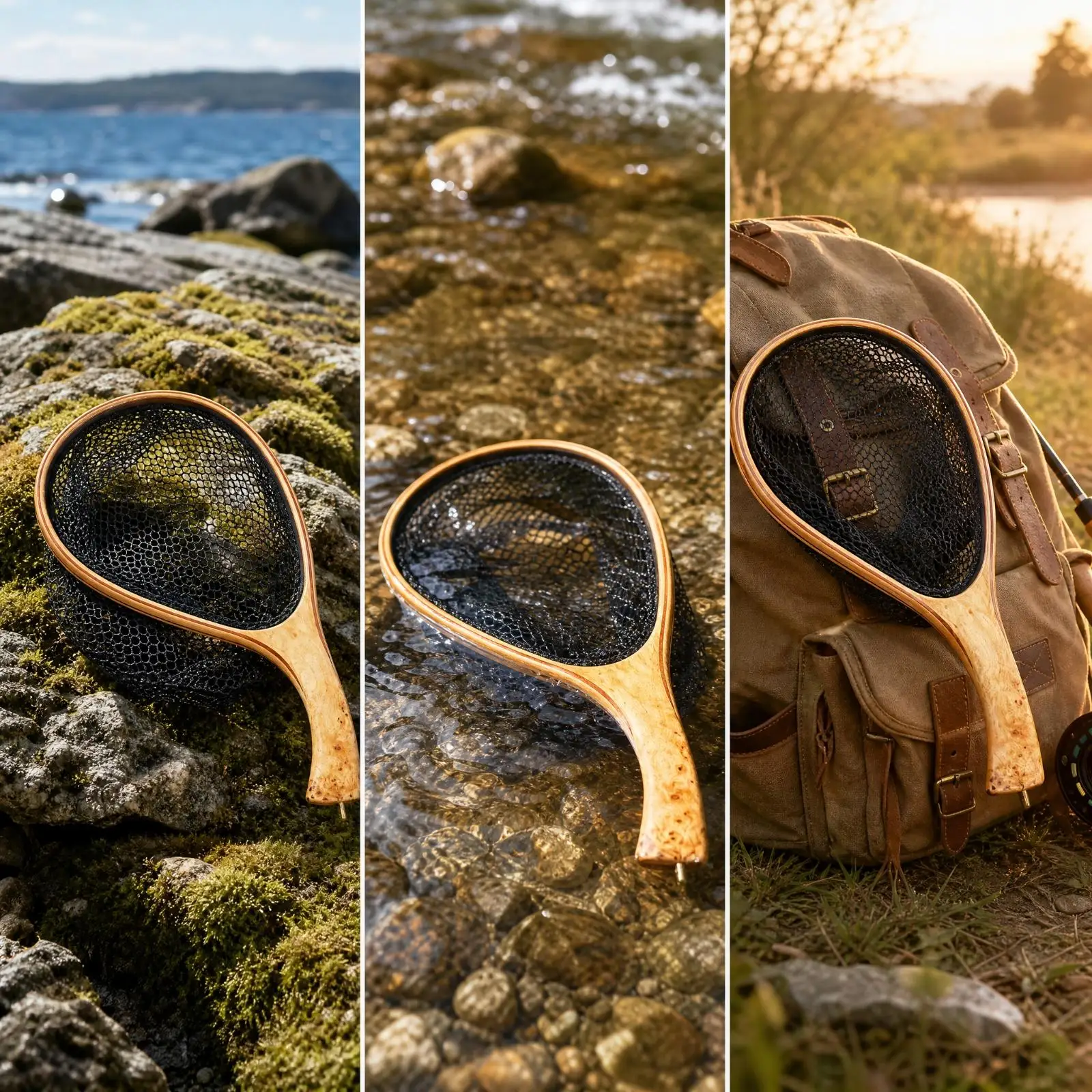 Fly Fishing Landing Net Non-Abrasive Small-Stream Angling Net Catch and Release Long-Lasting for Anglers, Wading
