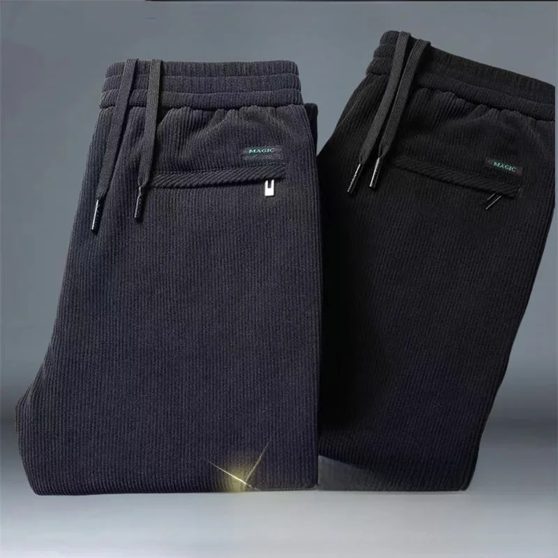 

Thiened Fce мужские осенне-зимние свободные теплые вельветовые повседневные спортивные брюки прямая длина для ног зимняя мода уличный Sle