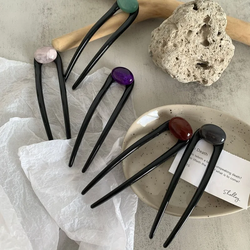 Japan Women Hair Stick Simple Elegant Solid Color U Shape Hair Clip Girls Hair Sticks Hair Accessories 2022 New Hair Clips Gift