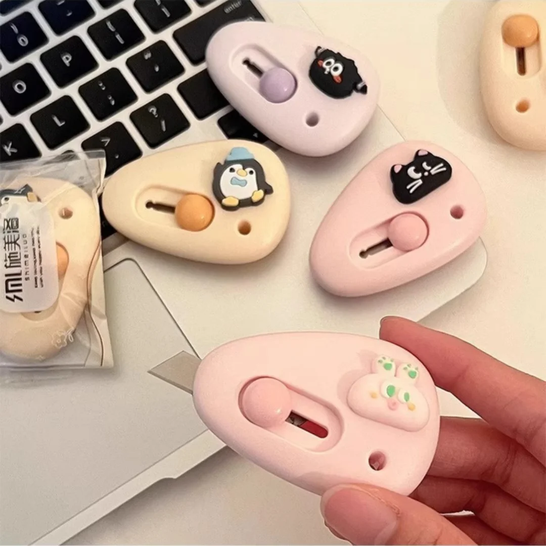 New Cute Mini Retractable Utility Knife Portable Small Box Cutter For Package Opening School Craft Cutting Tool Office Supplies