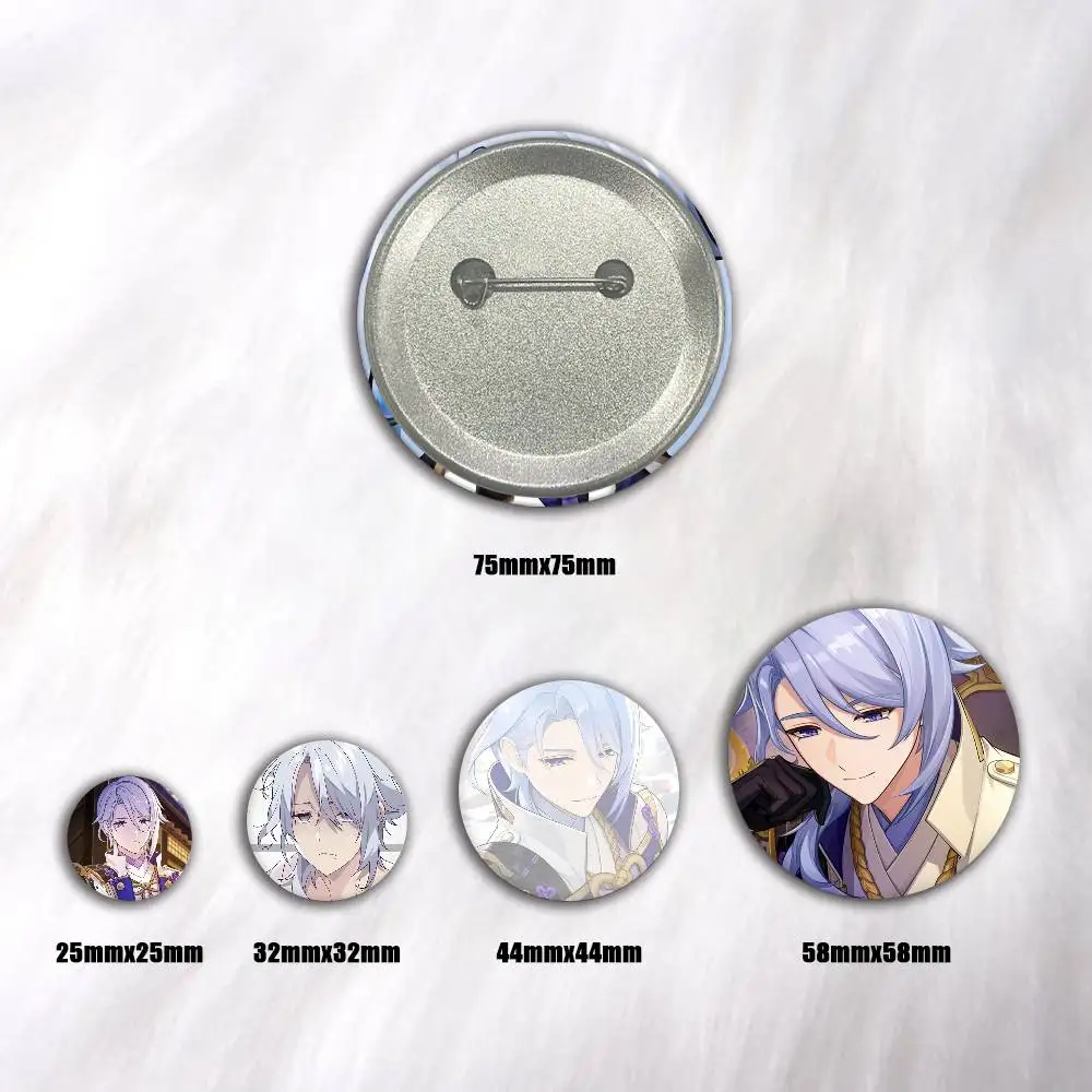 A-Kamisato Ayato Round Snap-in Brooches Rock Band Lapel Pins Badges Fan Collection Accessories Jewelry Handmade Gifts