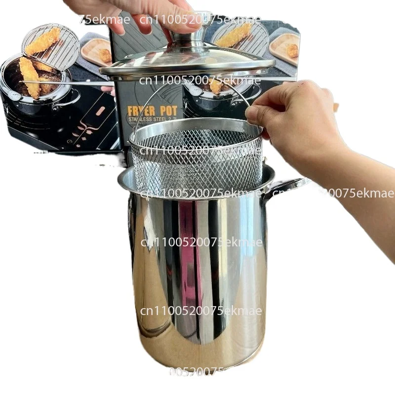 Olla de espárragos de acero inoxidable 304, freidora pequeña, olla para sopa profunda, olla para Pasta de maíz con escurridor