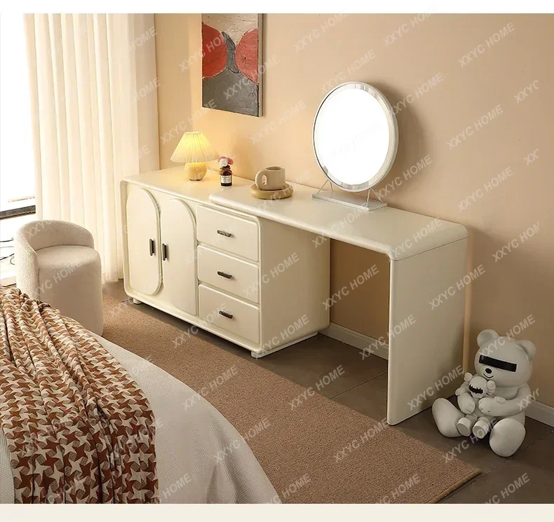 

HMJCream wind solid wood dresser modern simple cream wind storage cabinet integrated makeup writing table