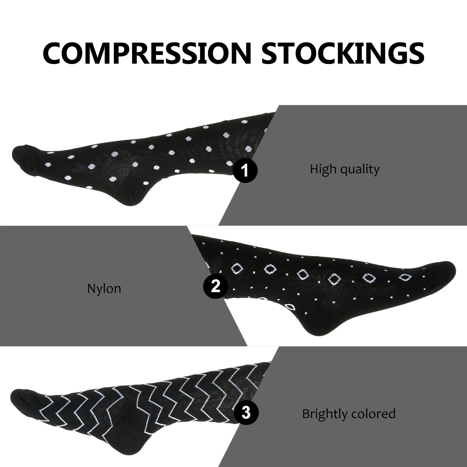 

3Pairs Compression Socks Breathable Durable Sweat Absorbing Socks Relieve Calf Fatigue Sports Outdoor Activities