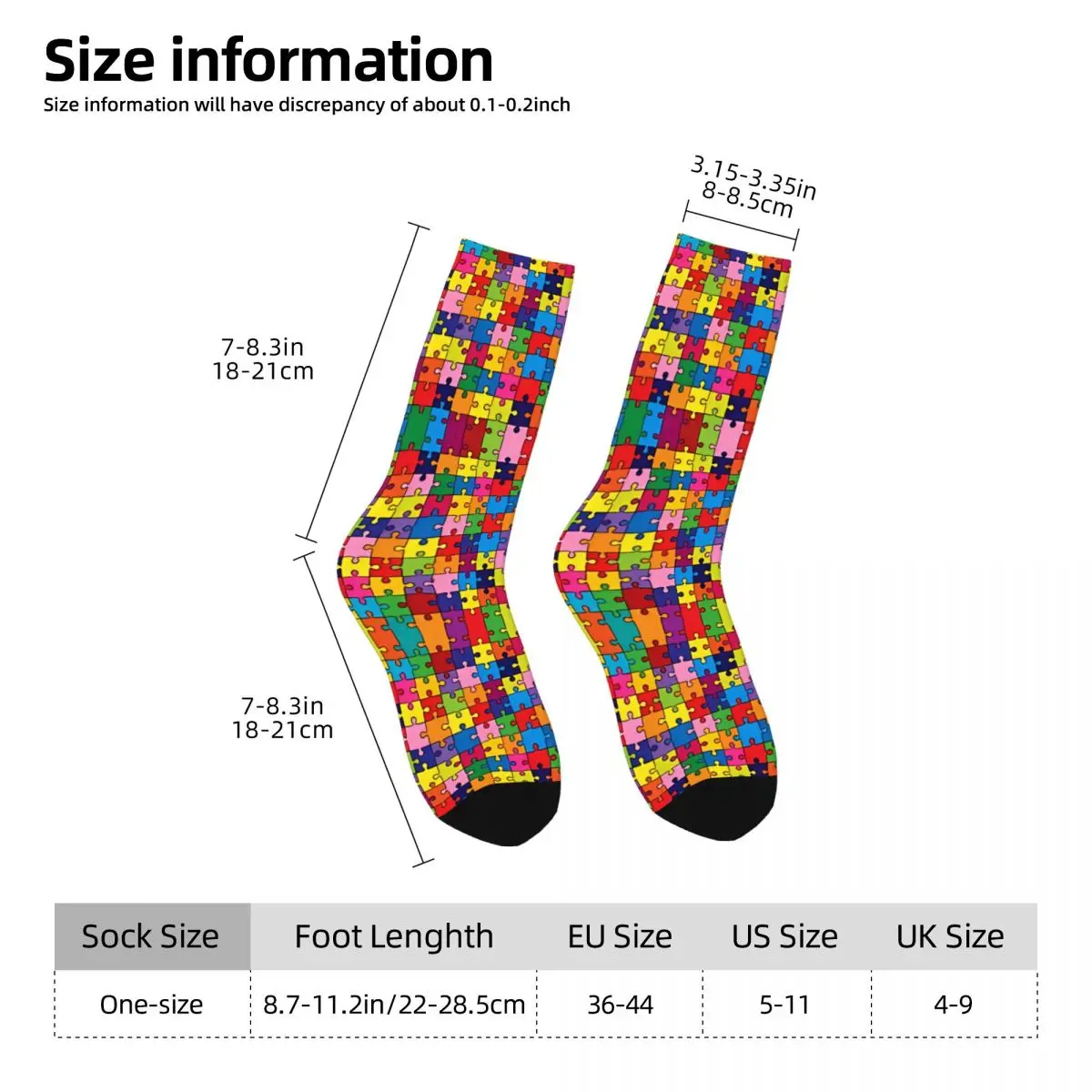 Jigsaw Puzzle Socks Hiking 3D Print Boy Mid-calf Sock