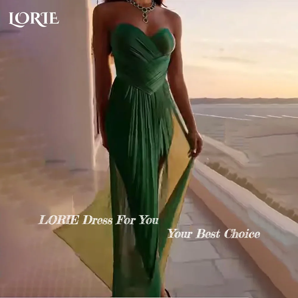 LORIE-vestido de noche de sirena de satén brillante, vestido de fiesta Bobycon con volantes y escote en forma de corazón, vestido de fiesta plisado Sexy, vestido de Brithdays personalizado