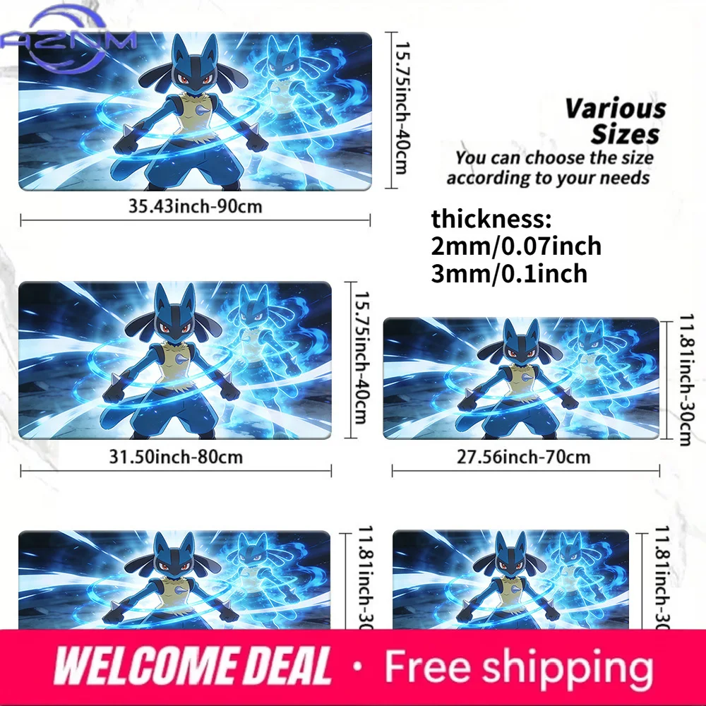 Pokemon Lucario Aura Sphere Gaming Mouse Pad Non-Slip Desk Mat