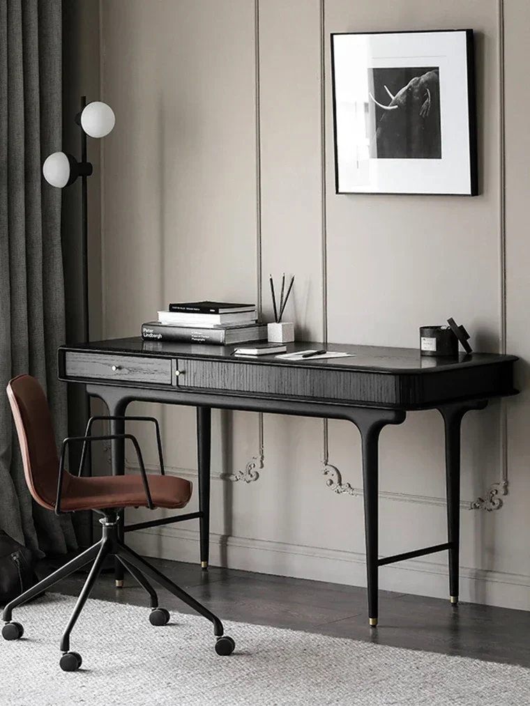 

Офисный стол из массива дерева в скандинавском стиле, французский ретро-дизайн, средневековый домашний письменный стол, дизайнерский верстак, компьютерный стол, офисная мебель класса люкс