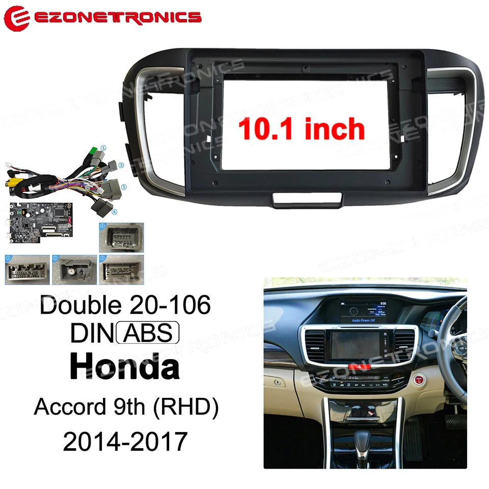 

10.1 Inch Car Fascia Wires Board Control For Honda Accord 9th RHD 2014-2007 Stereo Panel Dash Installation Double Din DVD Frame