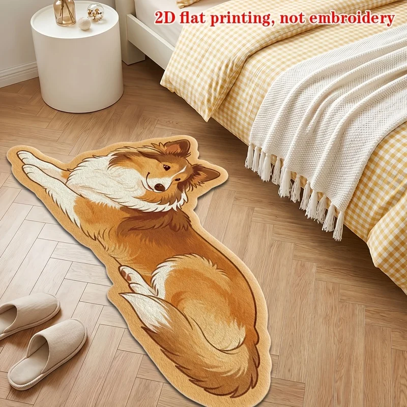 VIKAMA Irregular Cartoon Scottish Shepherd Soft Floor Door Mat Durable Indoor Rug for Bedroom Living Room Home Decor
