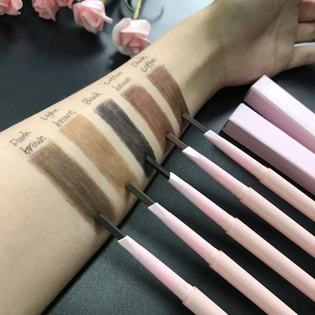 5 Color Private Label Eyebrow Pencil with Brush Custom Bulk Pink Style Waterproof Sweatproof Cosmetics Brow Pen Pigment Makeup