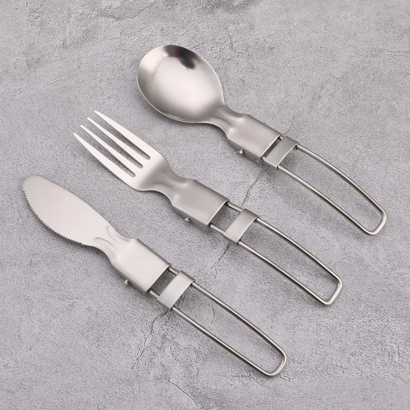 304 Stainless Steel Folding Spoon Knife and Fork Salad Spoon Outdoor Camping Portable Tableware Folding Chopsticks Fork Spoon