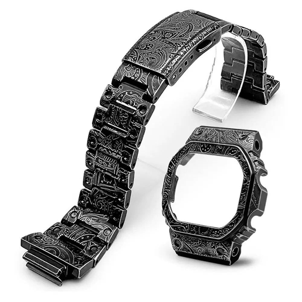

Refit DW-5600 Watch case strap for Casio G-SHOCK mod kit accessories DW5600 GW-M5610 case DIY watch Retro pattern watchband set