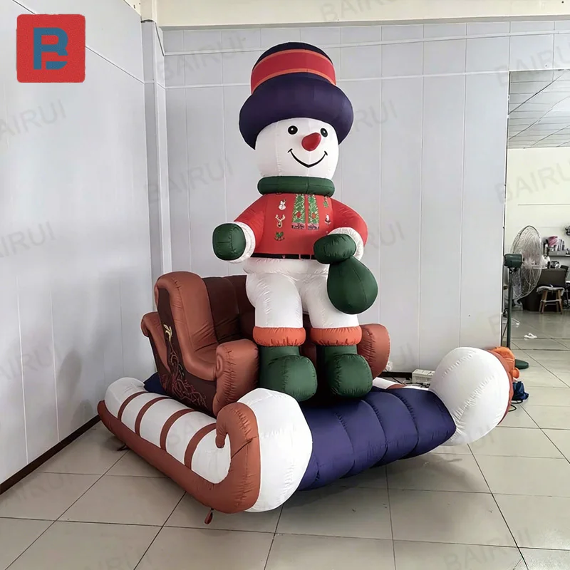 

Inflatable snowman, inflatable snowman riding a sled, holiday Christmas, event advertisement decoration