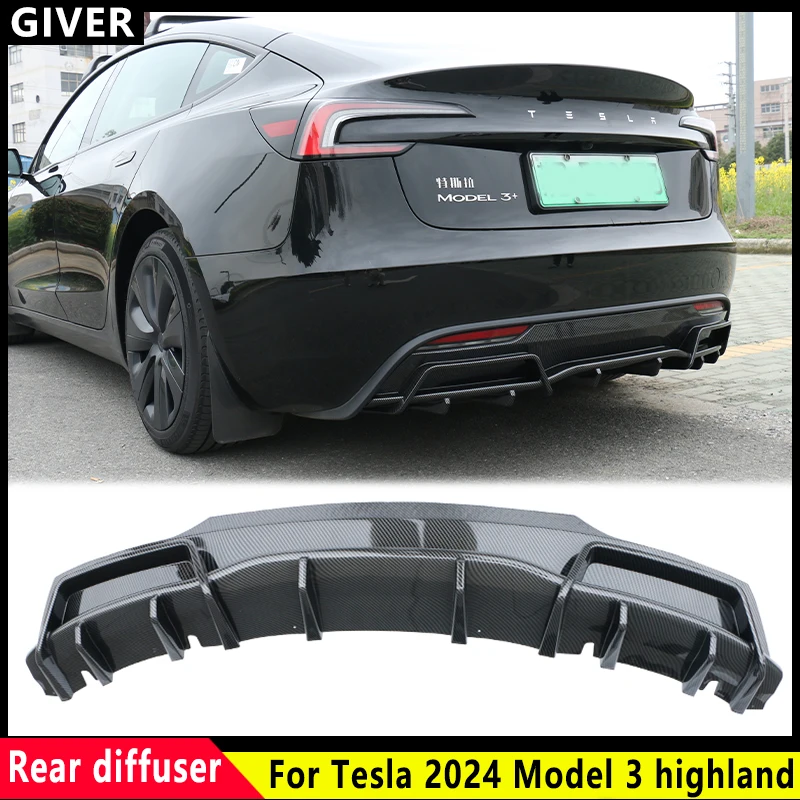 Dla 2024Tesla Model 3 highland ABS material Body Kit tylny dyfuzor tylna warga nakลadka