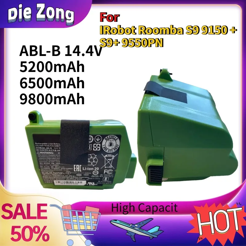 

In Stock ABL-B 14.4V 5200mAh 6500mAh 9800mAh Rechargeable Batteries For IRobot Roomba S9 9150 + S9+ 9550PN