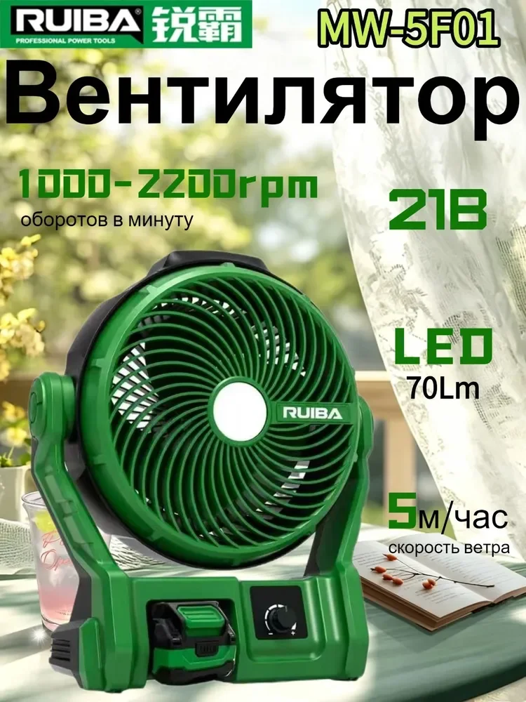 

RUIBA new MW-5F01 lithium battery work site lighting fan camping power outage emergency universal high endurance - only body