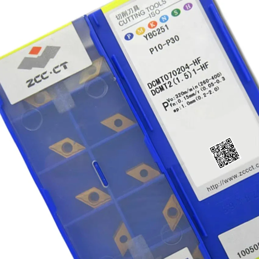 ZCC ธุรกิจ DCMT070204-AHF DCMT070204-EF DCMT070204-EM DCMT070204-HF DCMT070204-HM แทรกคาร์ไบด์ DCMT 070204 เครื่องมือ