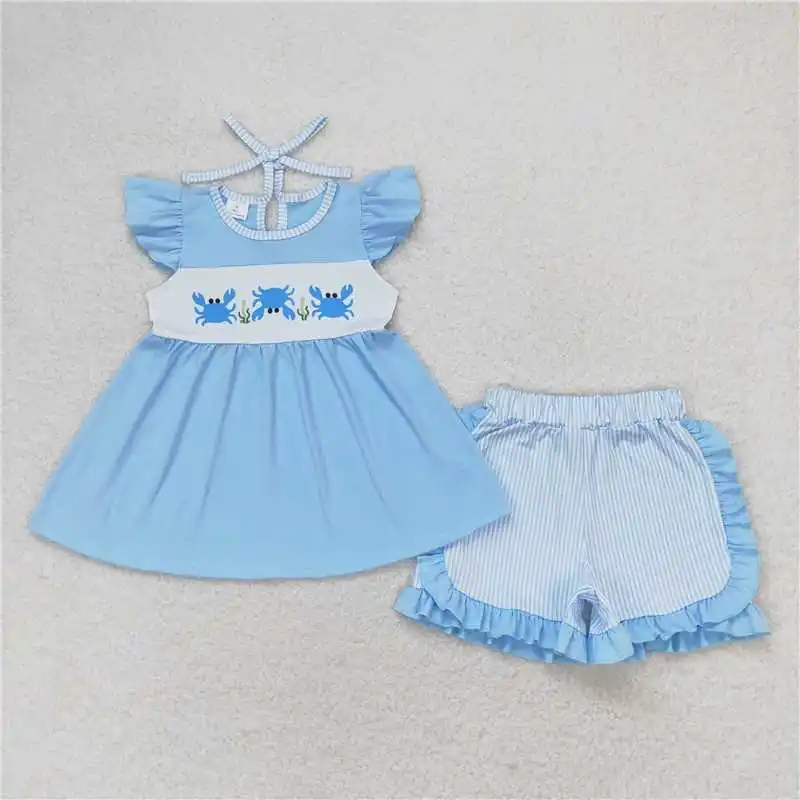 女の赤ちゃんと男の子のための縞模様の服のセット,子供のための夏服,卸売