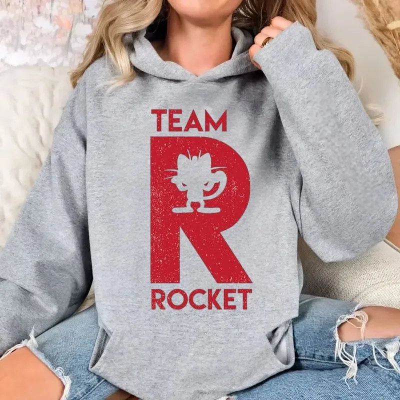

Осень-зима, новая толстовка с принтом Pokémon в стиле аниме Rockets, мужская и женская Y2K Harajuku, большой размер, повседневный трендовый свитер, топ