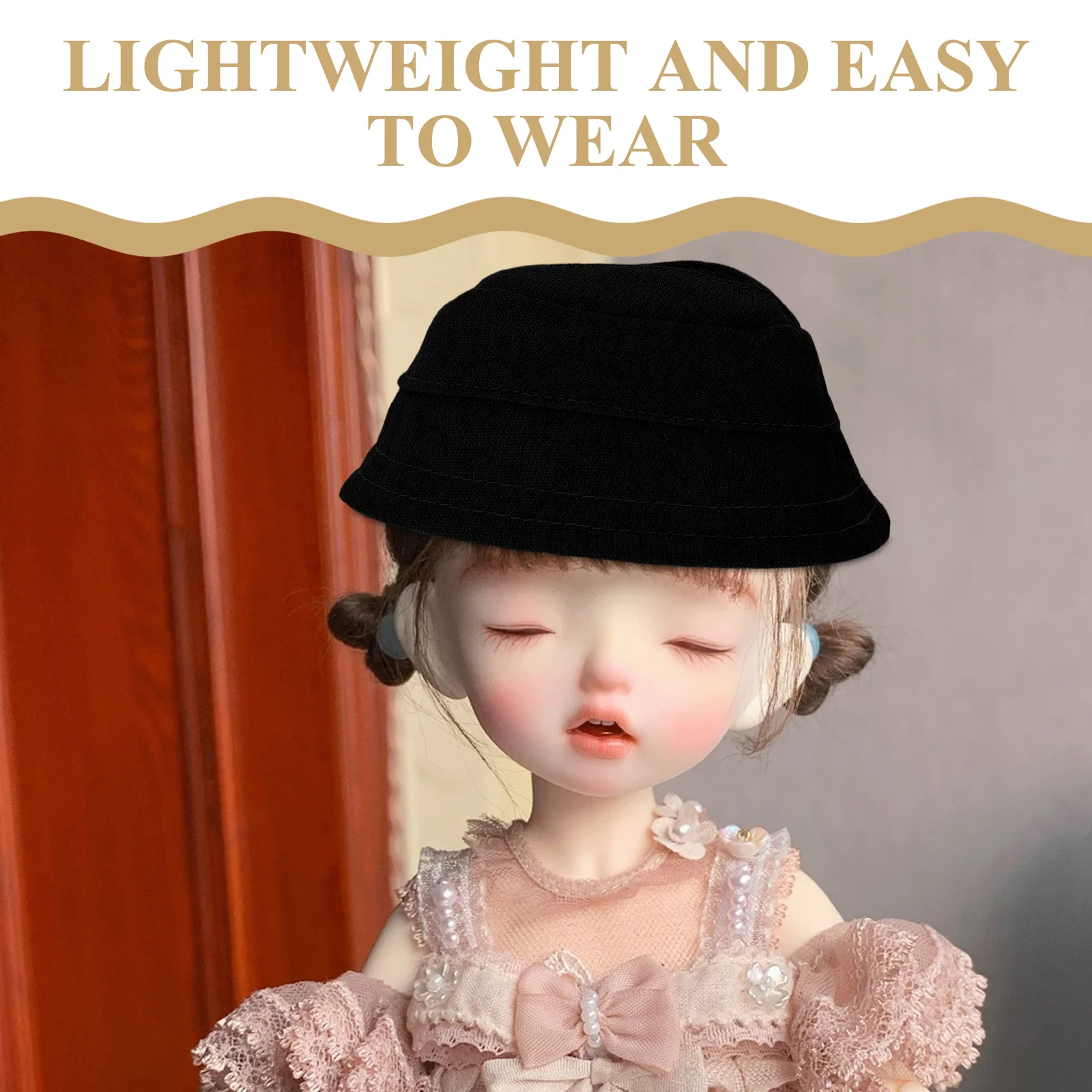 Chapéu de pescador decorativo de 17 cm para tecido de 17 cm Ajuste confortável Cor de longa duração para várias opções de estilo Preto