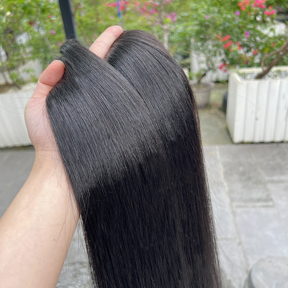 Yaki Straight Bundles 100% Real Human Hair Double Weft Natural Black Color Vietnamese Raw Virgin Human Hair Weaving Extensions
