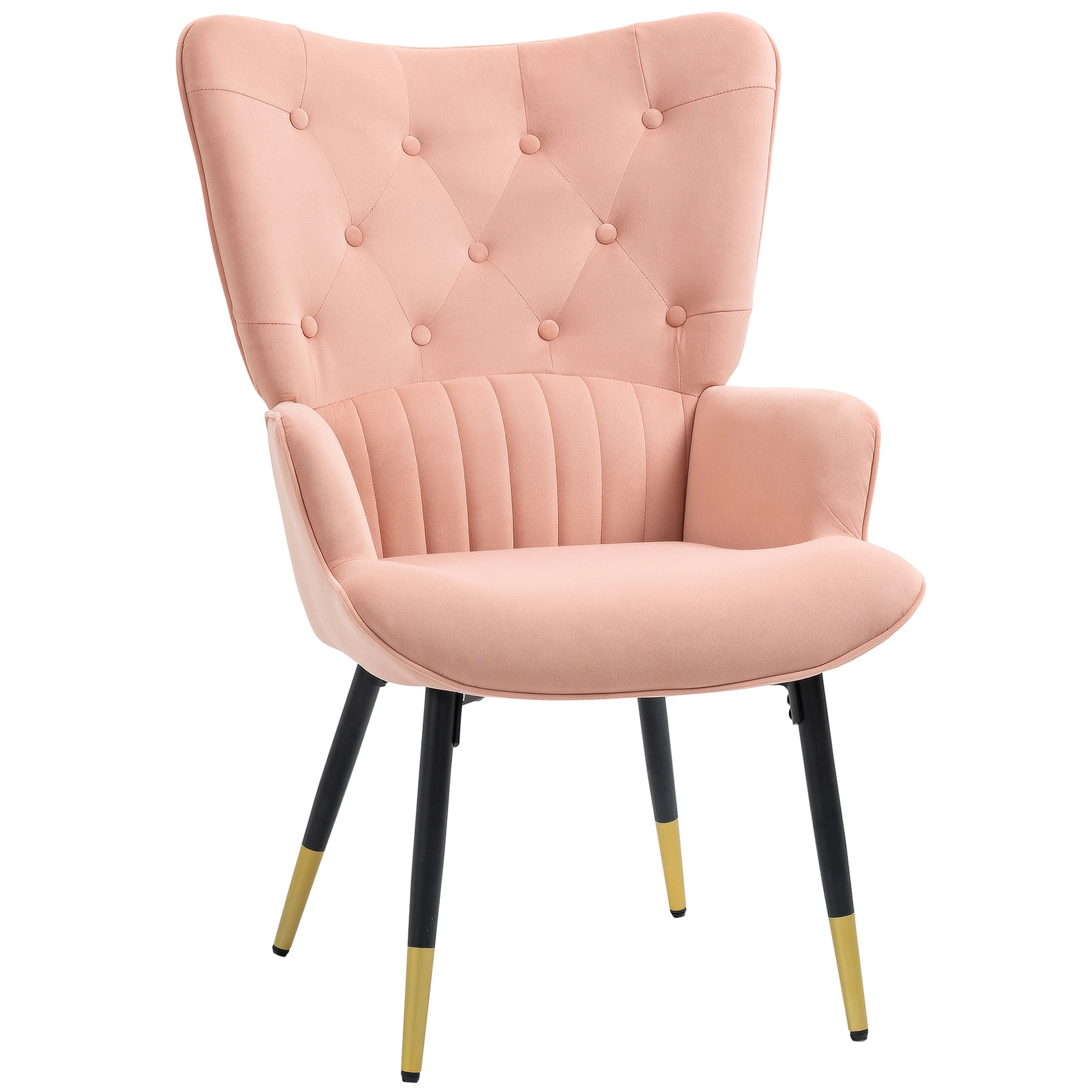 Homcom Single Armchair Upholstered in Velvet High Back 68X72X103 cm Pink