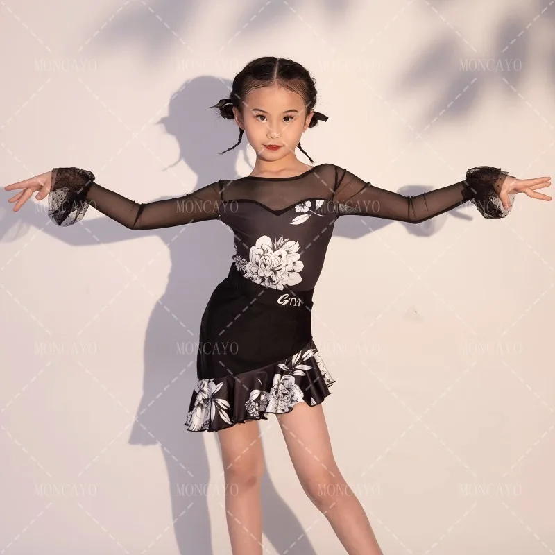 

Cha Cha Samba Rumba Tango Latin Dance Dress Girls Salsa Dance Clothes Child Standard Ballroom Dance Competition Dresses Kids