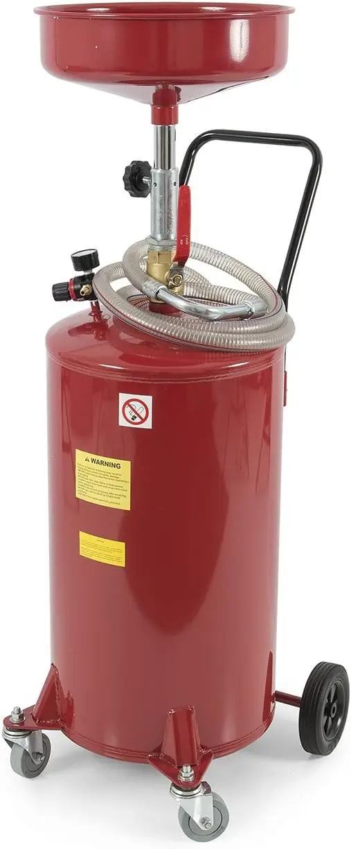 20 Gallon Waste Oil Change Tank, Portable Air Operated Fluid Drain Disposal with Adjustable Height, Heavy Duty Construction