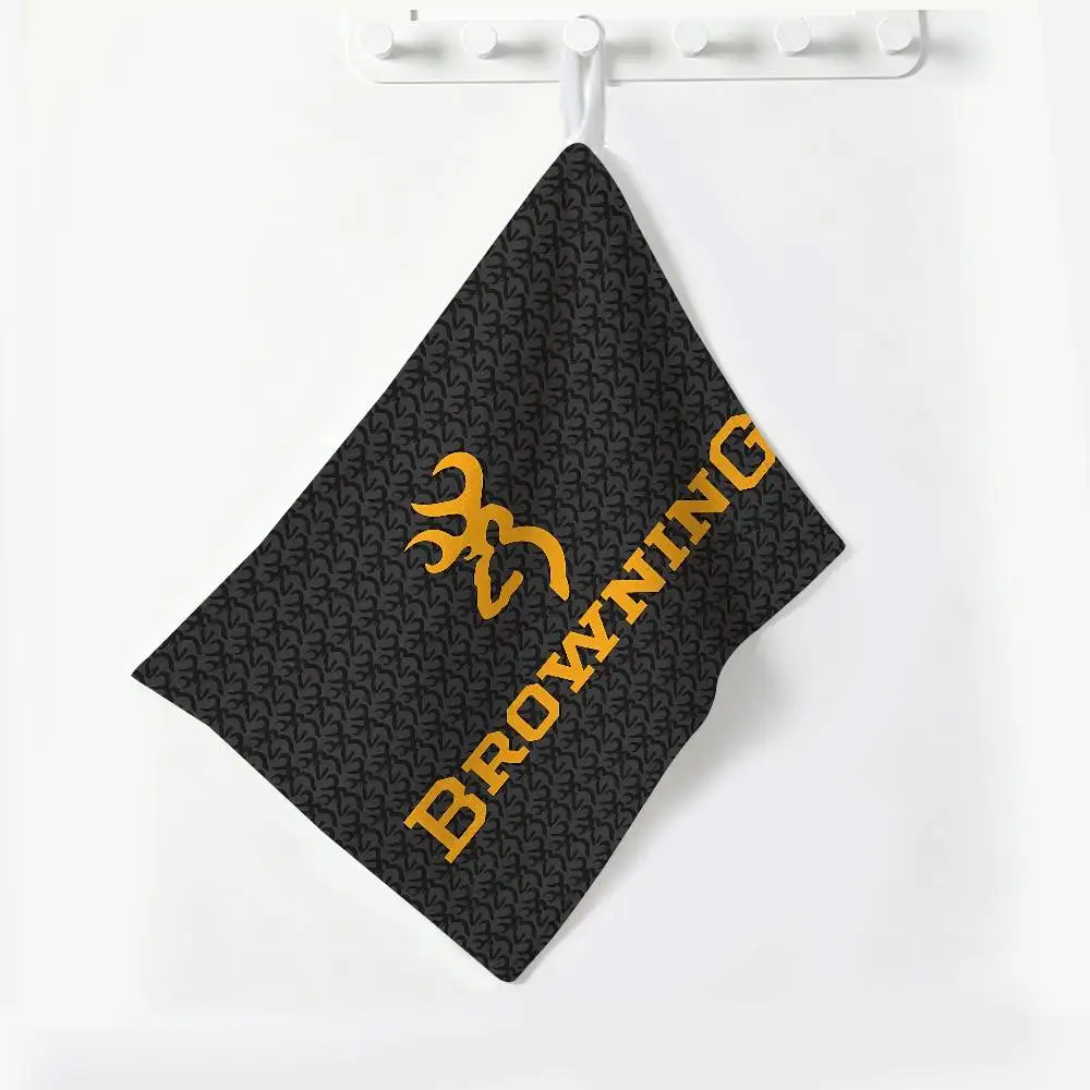 B-Browning Logo Hanging Polyester Cotton Towel, Reusable Hand Wiping Cloth, Wear Resistant for Home Kitchen Sink