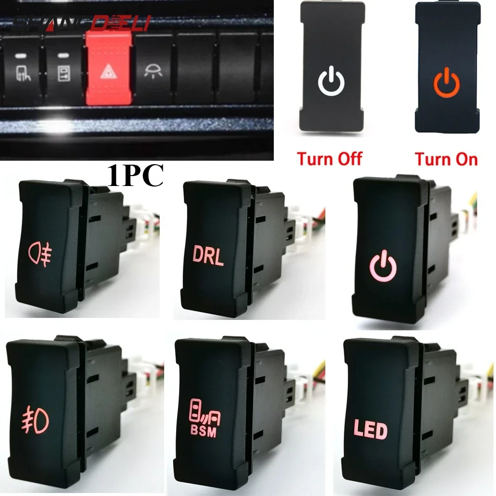 1pc carro vermelho led luz drl luz de nevoeiro ligar/desligar botão interruptor bsm com fio para iveco acessórios automóveis